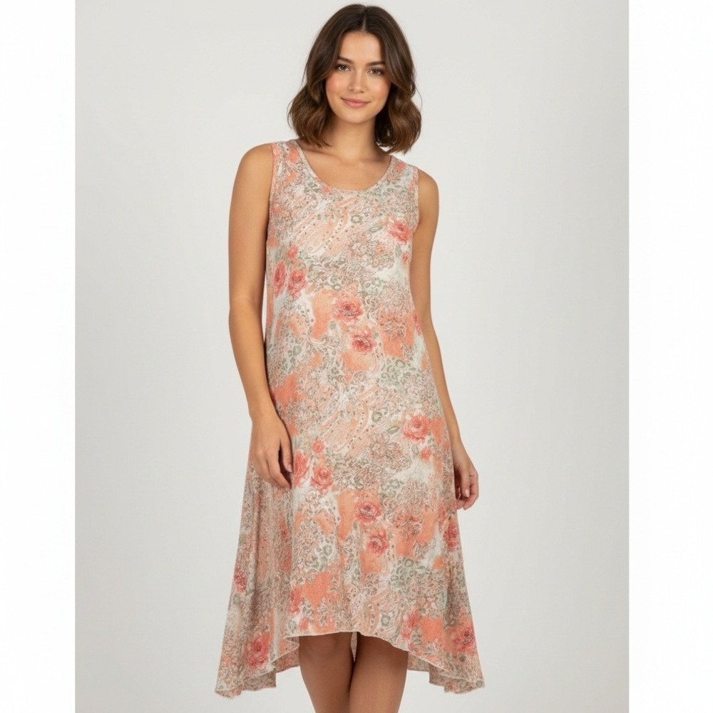 Giorgio Fiorlini Collection Midi‎ Dress Womens 18 Orange Floral Paisley Y2K